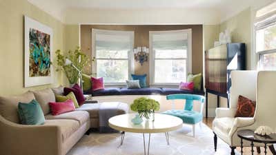  Mid-Century Modern Family Home Living Room. Brookline by Lisa Tharp Design.
