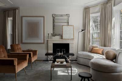  French Mid-Century Modern Family Home Living Room. Lakeview Greystone by Wendy Labrum Interiors.
