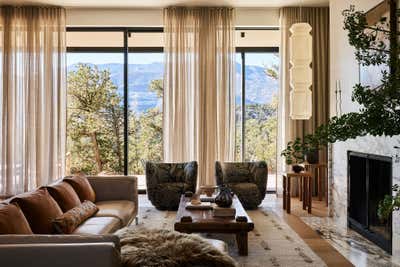  Mid-Century Modern Country House Living Room. Chimney Rock by Studio PLOW.