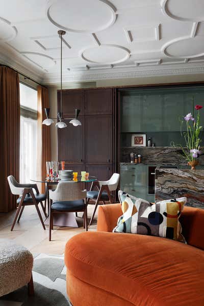  Mid-Century Modern Eclectic Apartment Open Plan. Mayfair 02 by Christian Bense Limited.