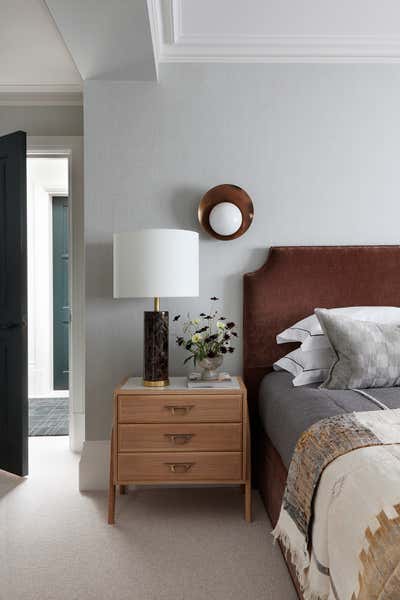  Mid-Century Modern Eclectic Apartment Bedroom. Holland Park 01 by Christian Bense Limited.
