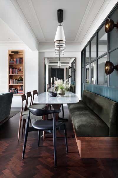  Mid-Century Modern Traditional Apartment Dining Room. Holland Park 01 by Christian Bense Limited.