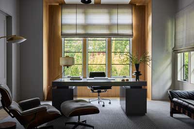  Contemporary Mid-Century Modern Family Home Office and Study. Old Westbury  by Monica Fried Design.