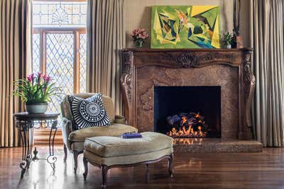  Preppy Maximalist Family Home Living Room. Tudor Revival Estate by Sarah Barnard Design.