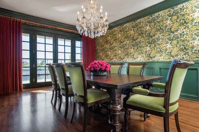  Preppy Maximalist Family Home Dining Room. Tudor Revival Estate by Sarah Barnard Design.