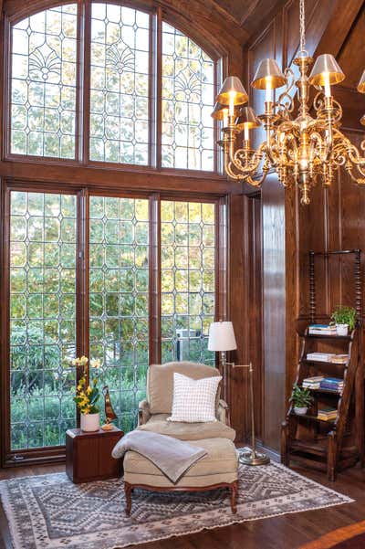  Preppy Maximalist Family Home Office and Study. Tudor Revival Estate by Sarah Barnard Design.