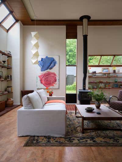 Eclectic Cottage Vacation Home Living Room. Vermont Modern by Avery Cox Design.