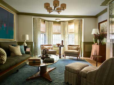  Mid-Century Modern British Colonial Family Home Living Room. Boston Residence by Nina Farmer Interiors.
