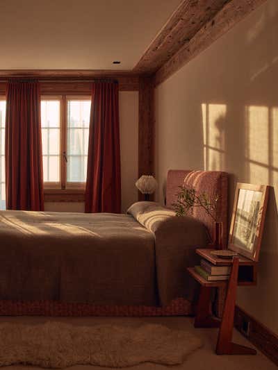 Rustic Bedroom. An Apartment for a Lady in Gstaad by Casa Muñoz.