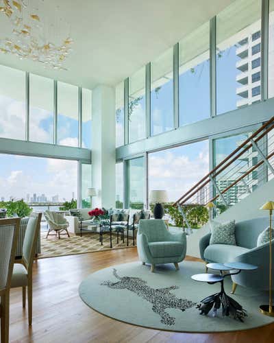  Beach Style Transitional Beach House Living Room. Miami Penthouse by Bennett Leifer Interiors.