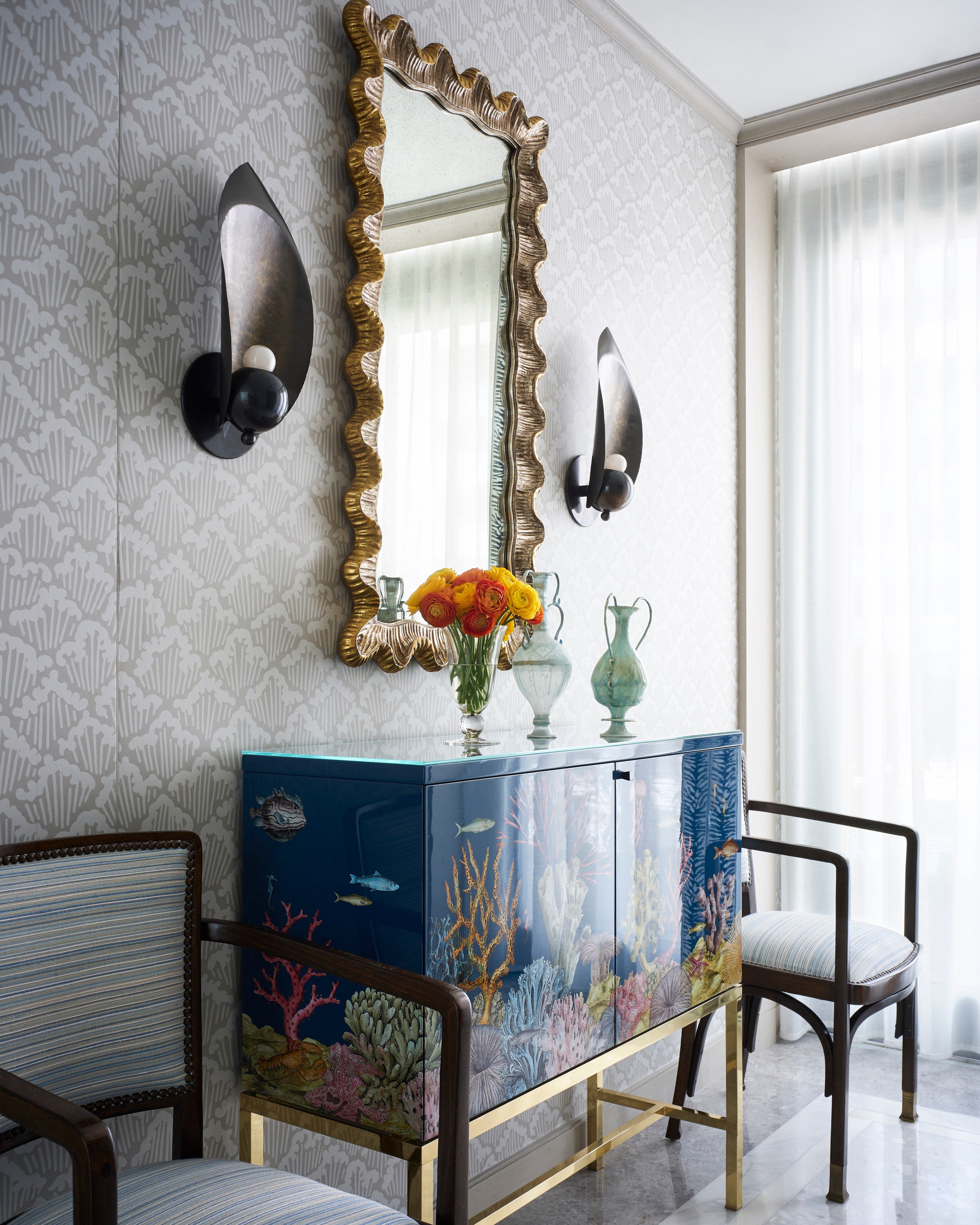 Beach Style Lobby and Reception