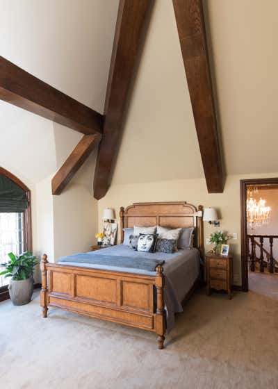  Traditional Preppy Family Home Bedroom. Tudor Revival Estate by Sarah Barnard Design.