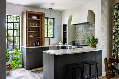 Mid-Century Modern Bohemian Family Home Kitchen. Van Ness Boho by Storie Collective.