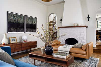  Bohemian Transitional Family Home Living Room. Van Ness Boho by Storie Collective.