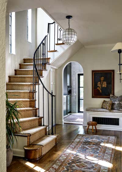  Bohemian Transitional Family Home Entry and Hall. Van Ness Boho by Storie Collective.