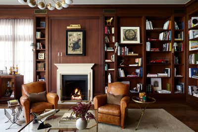  Transitional Mid-Century Modern Family Home Office and Study. Historic Uptown Townhouse by Torus Interiors.