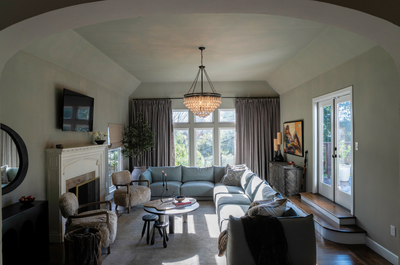 Organic Family Home Living Room. Oakland Tudor by DUETT INTERIORS.