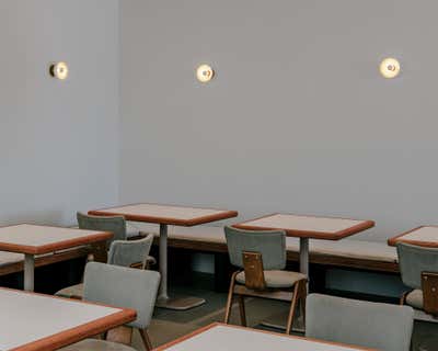 Minimalist Restaurant Dining Room. TAKE BAKERY  AND  CAFE by HIROYUKI TANAKA ARCHITECTS.