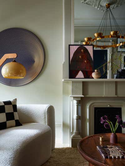  Transitional Family Home Living Room. mid-century modern in brooklyn by Crystal Sinclair Designs.