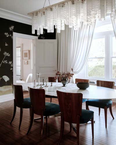  Transitional Eclectic Family Home Dining Room. transitional modern blend by Crystal Sinclair Designs.