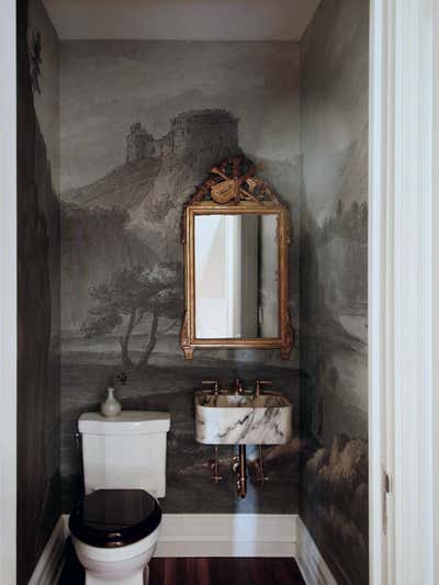  French Family Home Bathroom. transitional modern blend by Crystal Sinclair Designs.