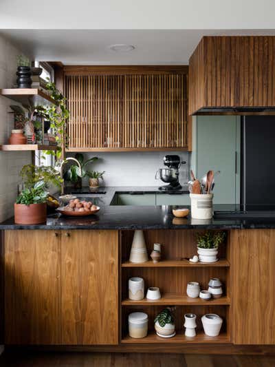  Mid-Century Modern Contemporary Kitchen. Midcentury Condo Kitchen & Bar by The Residency Bureau.
