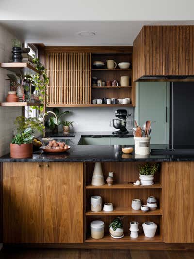  Mid-Century Modern Modern Apartment Kitchen. Midcentury Condo Kitchen & Bar by The Residency Bureau.