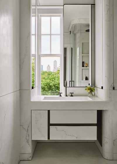  Transitional French Bathroom. Pre-War on the Park by Workshop APD.