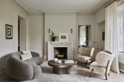  Transitional French Living Room. Pre-War on the Park by Workshop APD.
