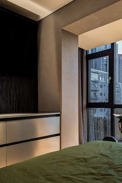  Transitional Apartment Bedroom. The Batcave by Objective Object Studio.