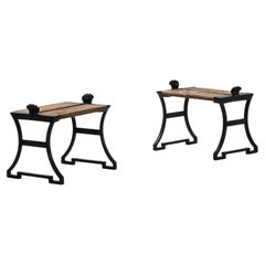 "Trädgårdsmöbel Nr 2" Hocker aus Gusseisen und lackiertem Holz von Folke Bensow, 1920