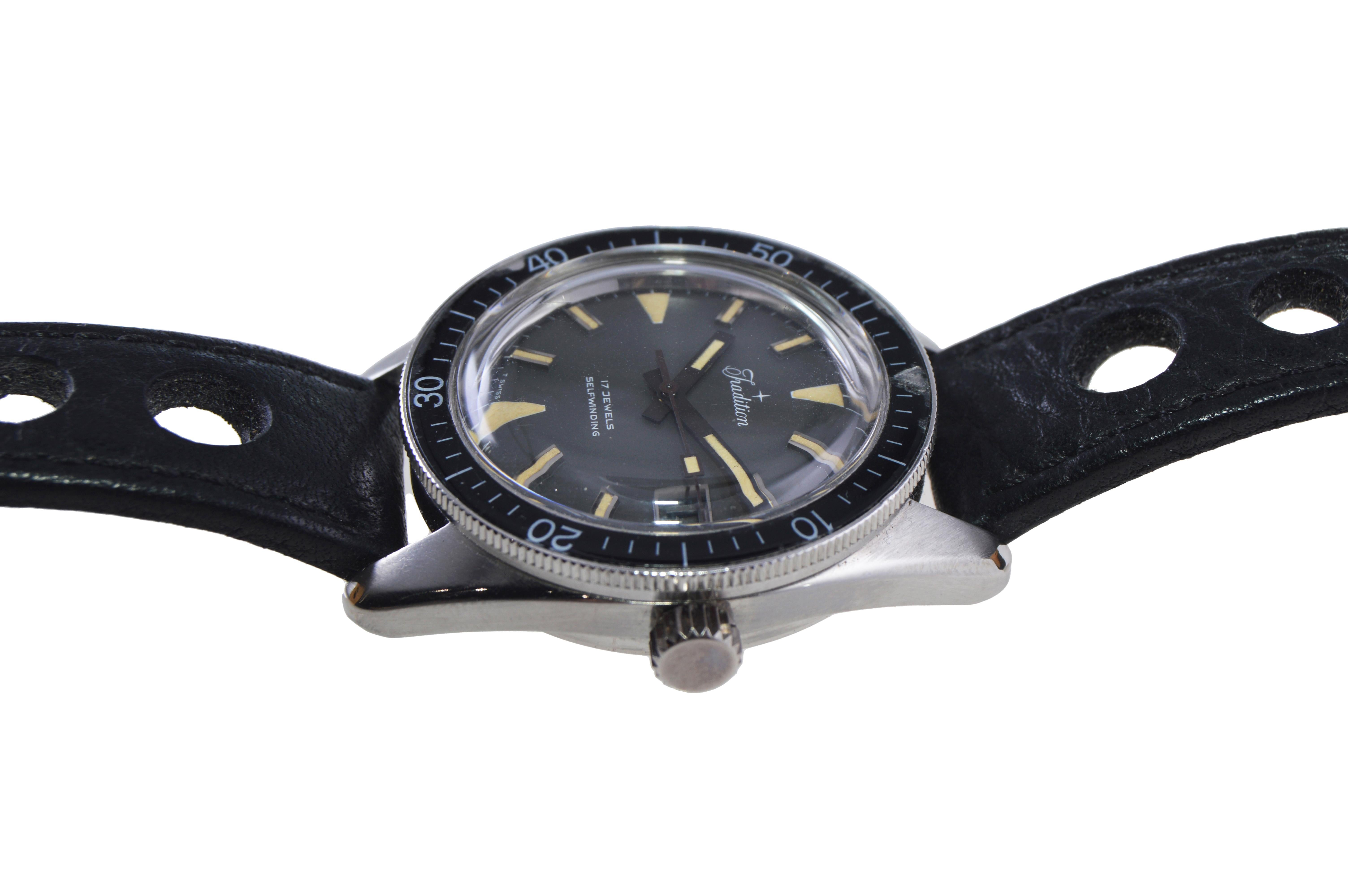 Traditionelle Edelstahl-Automatikarmbanduhr im Sportstil, ca. 1960er Jahre 3