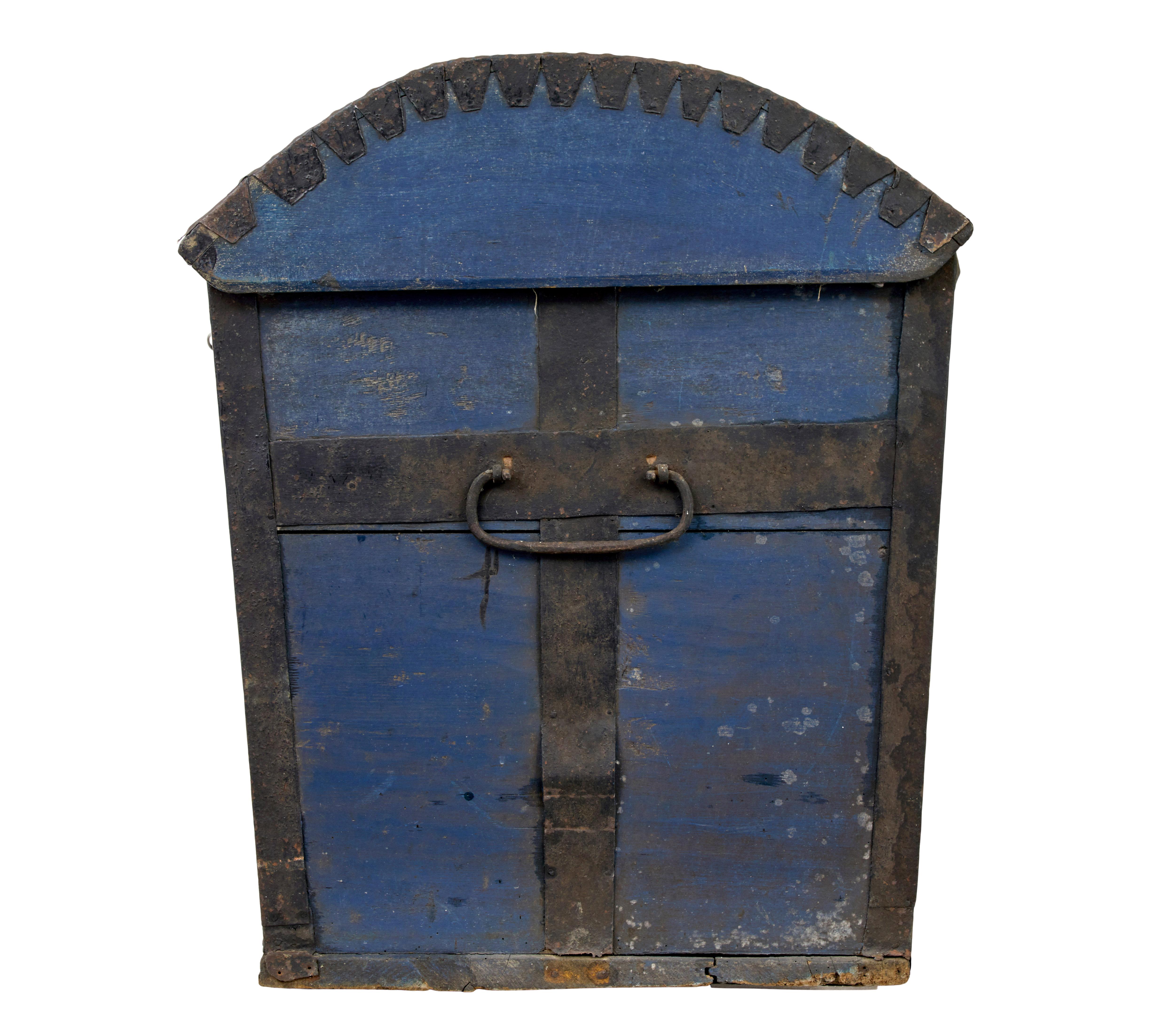 19th Century Traditional 19th century painted Swedish dome top trunk For Sale