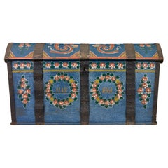 Used Traditional 19th century painted Swedish dome top trunk