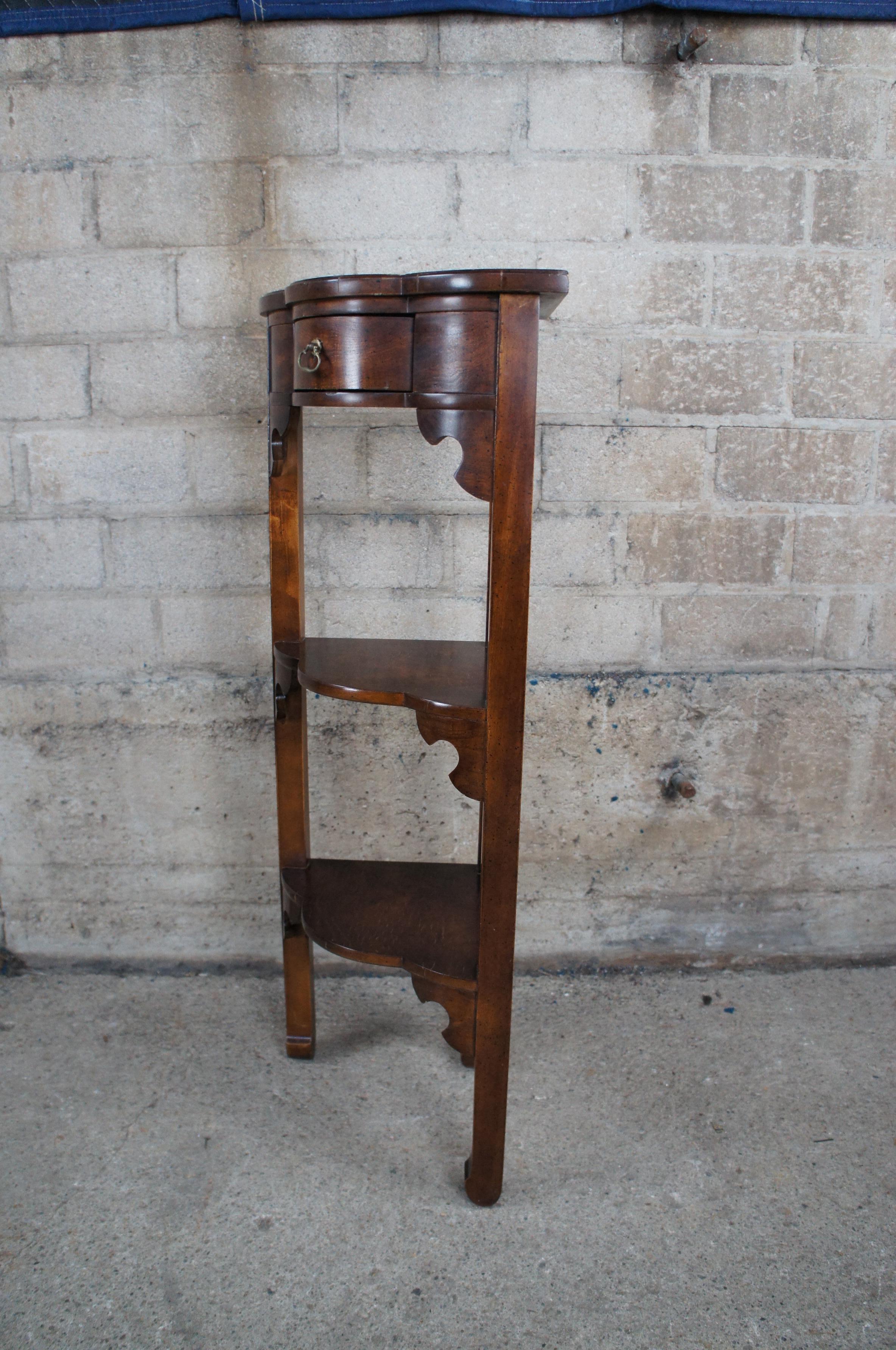 Traditional 3 Tiered Corner Pedestal Accent Table Plant Stand Walnut Finish Vtg 3