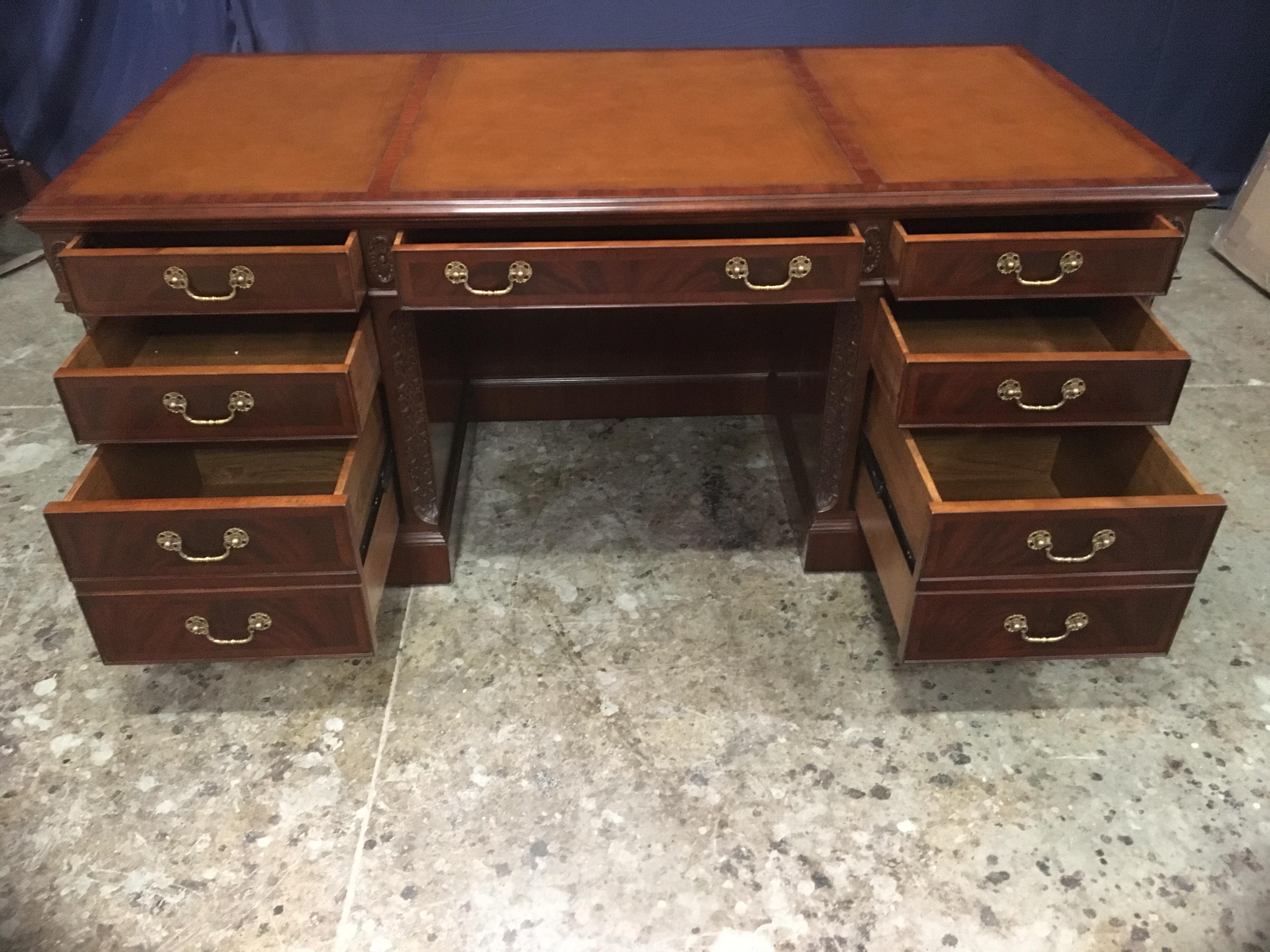 Acajou Traditional 72 Inch Mahogany Executive Desk by Leighton Hall en vente