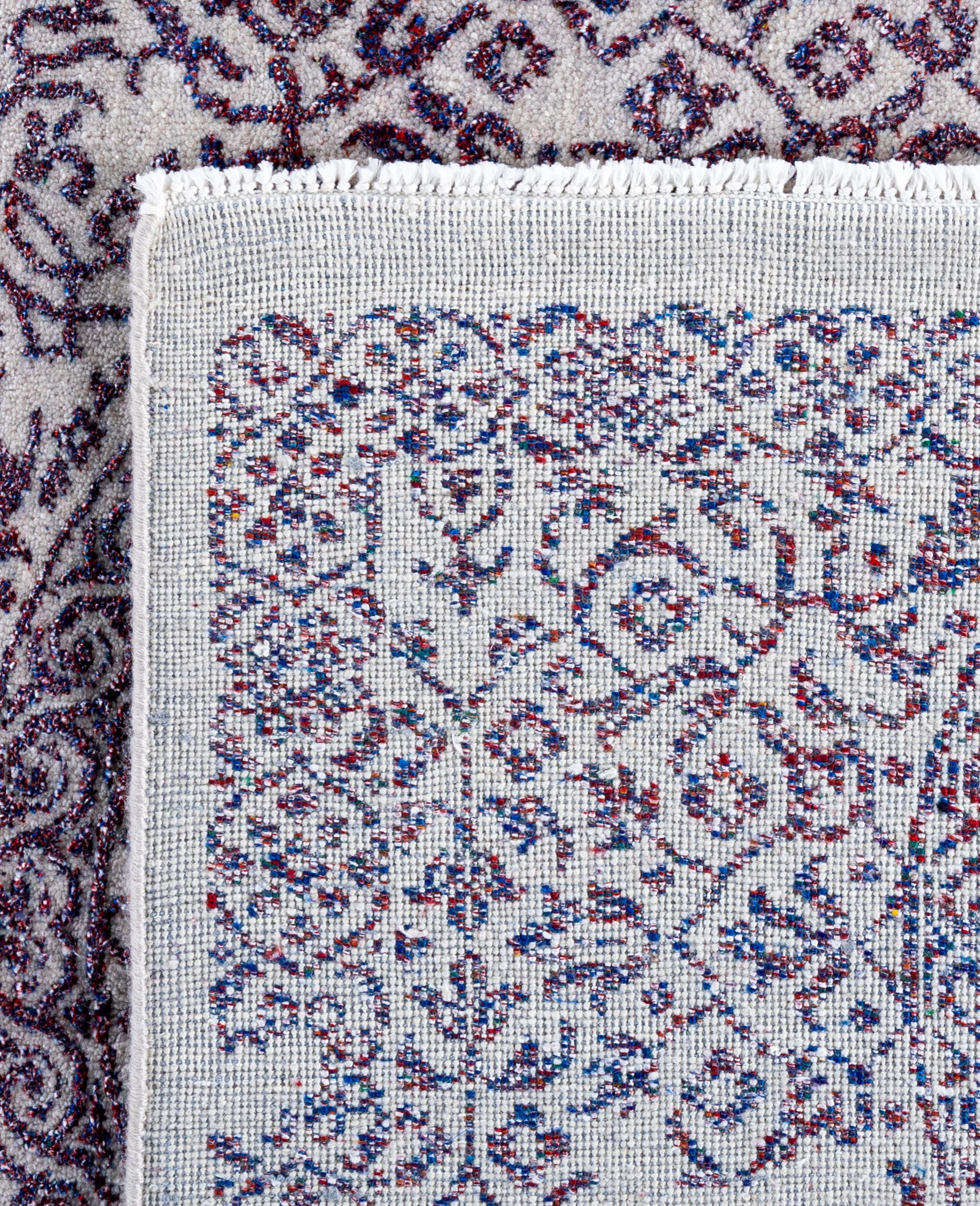 Tapis traditionnel abstrait violet noué à la main 9' 0