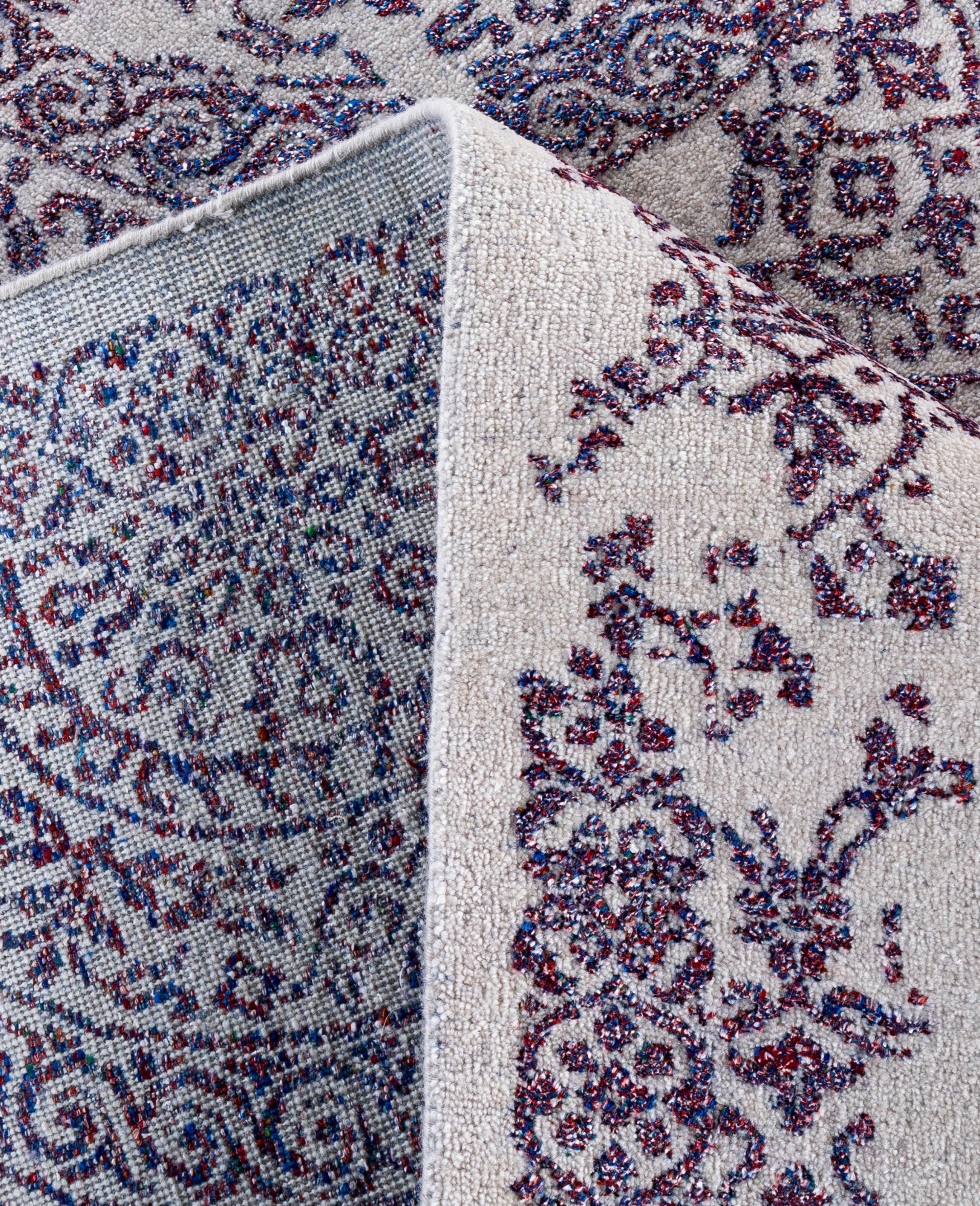 XXIe siècle et contemporain Tapis traditionnel abstrait violet noué à la main 9' 0