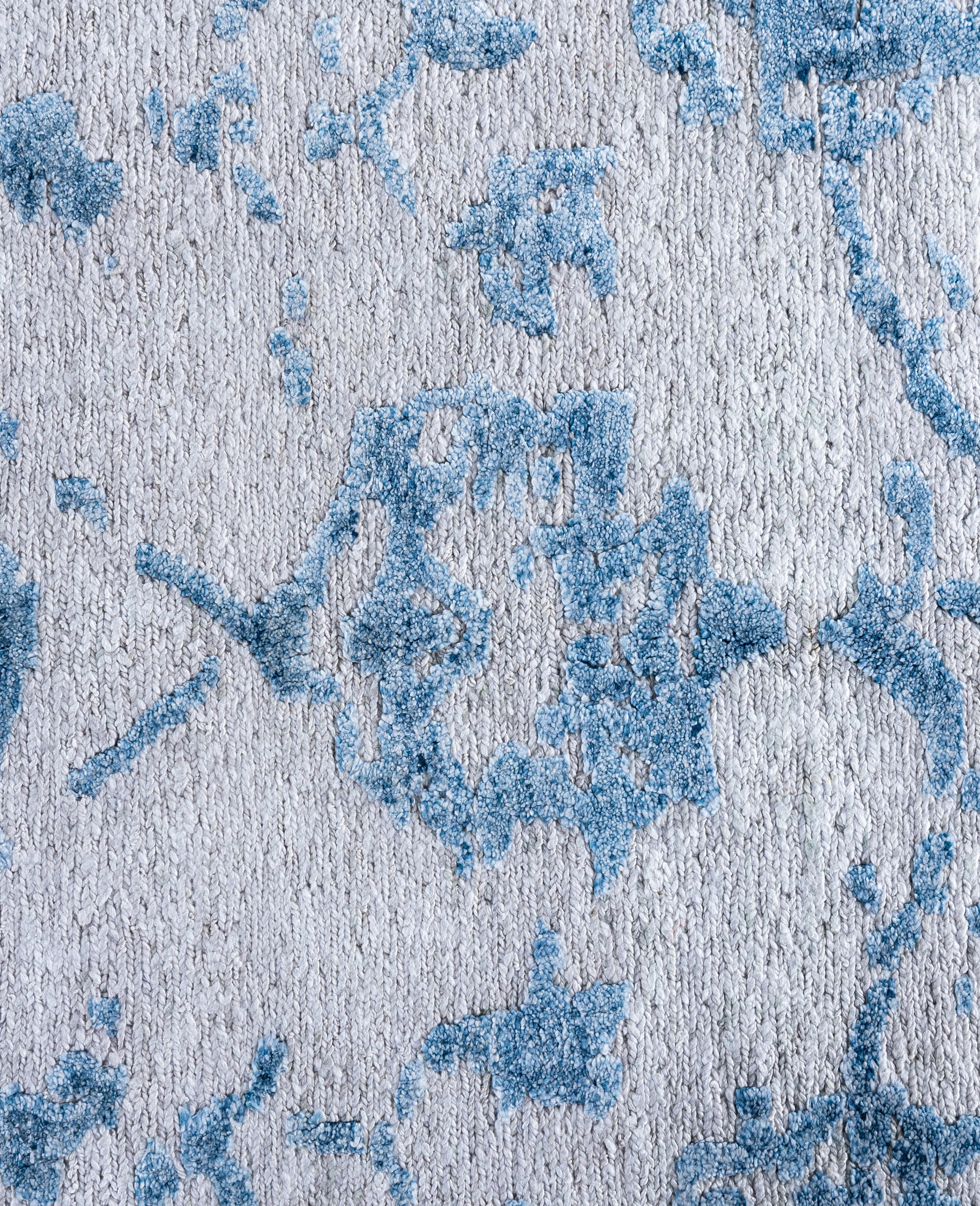 Indien Tapis traditionnel abstrait beige noué à la main 7' 10