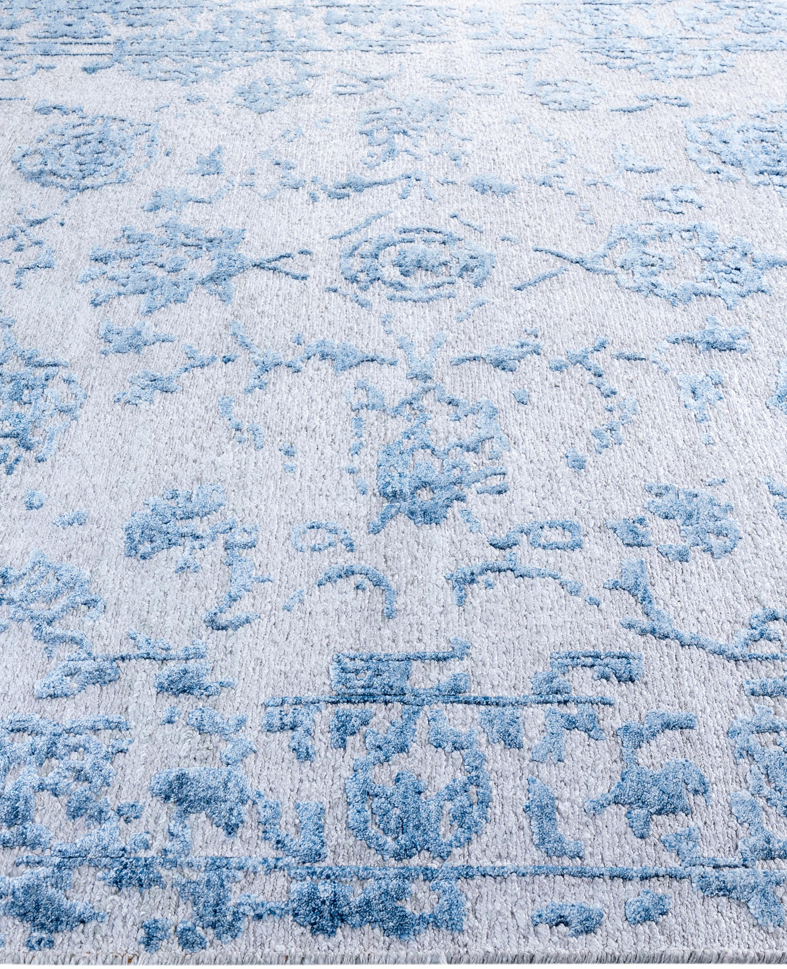 Noué à la main Tapis traditionnel abstrait beige noué à la main 7' 10