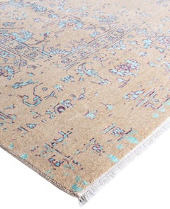 Traditional Abstract Silk Hand Knotted Brown Area Rug 8' 10" x 12' 1"