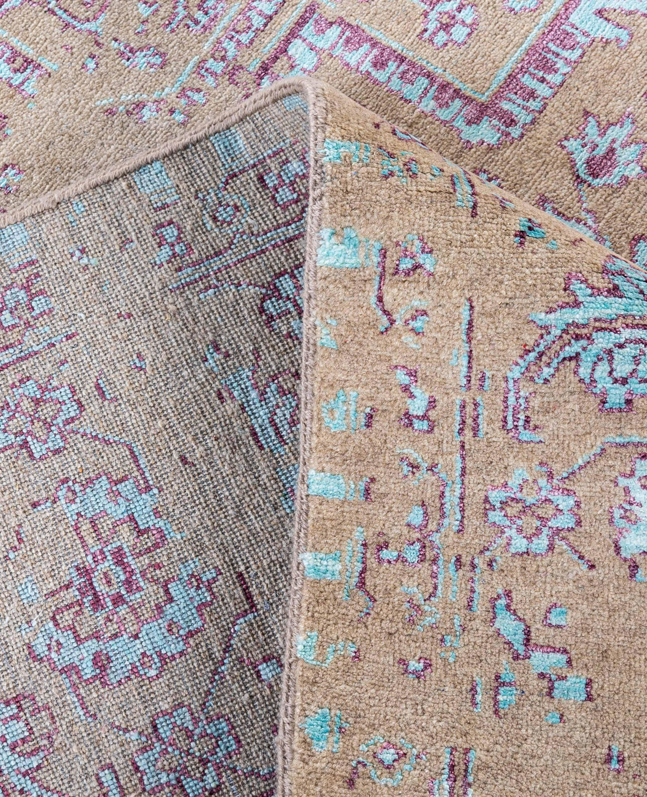 XXI secolo e contemporaneo Traditional Abstract Silk Hand Knoted Brown Area Rugs 8' 10