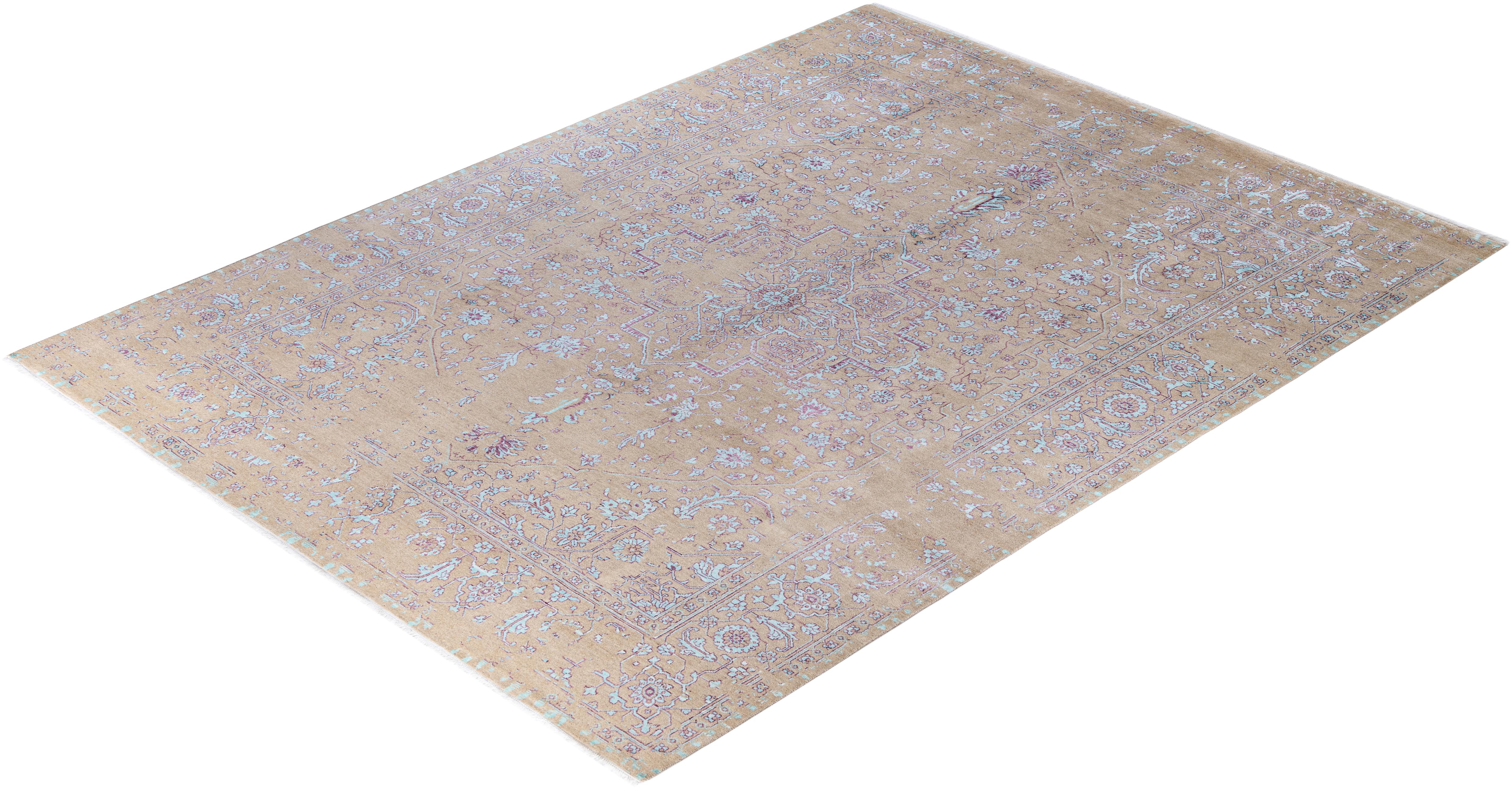 Traditional Abstract Silk Hand Knoted Brown Area Rugs 8' 10