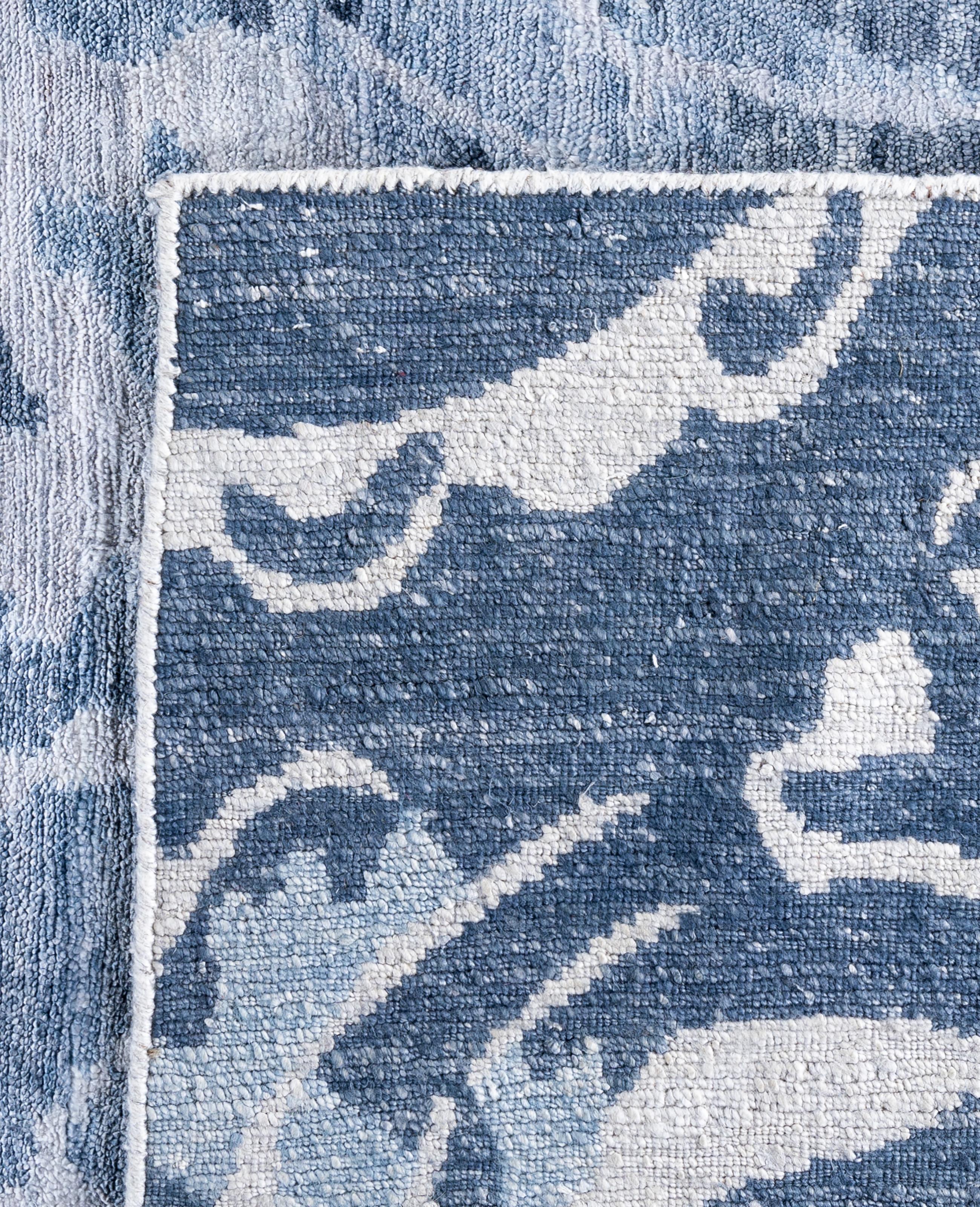 Tapis traditionnel ivoire abstrait noué à la main 8' 2