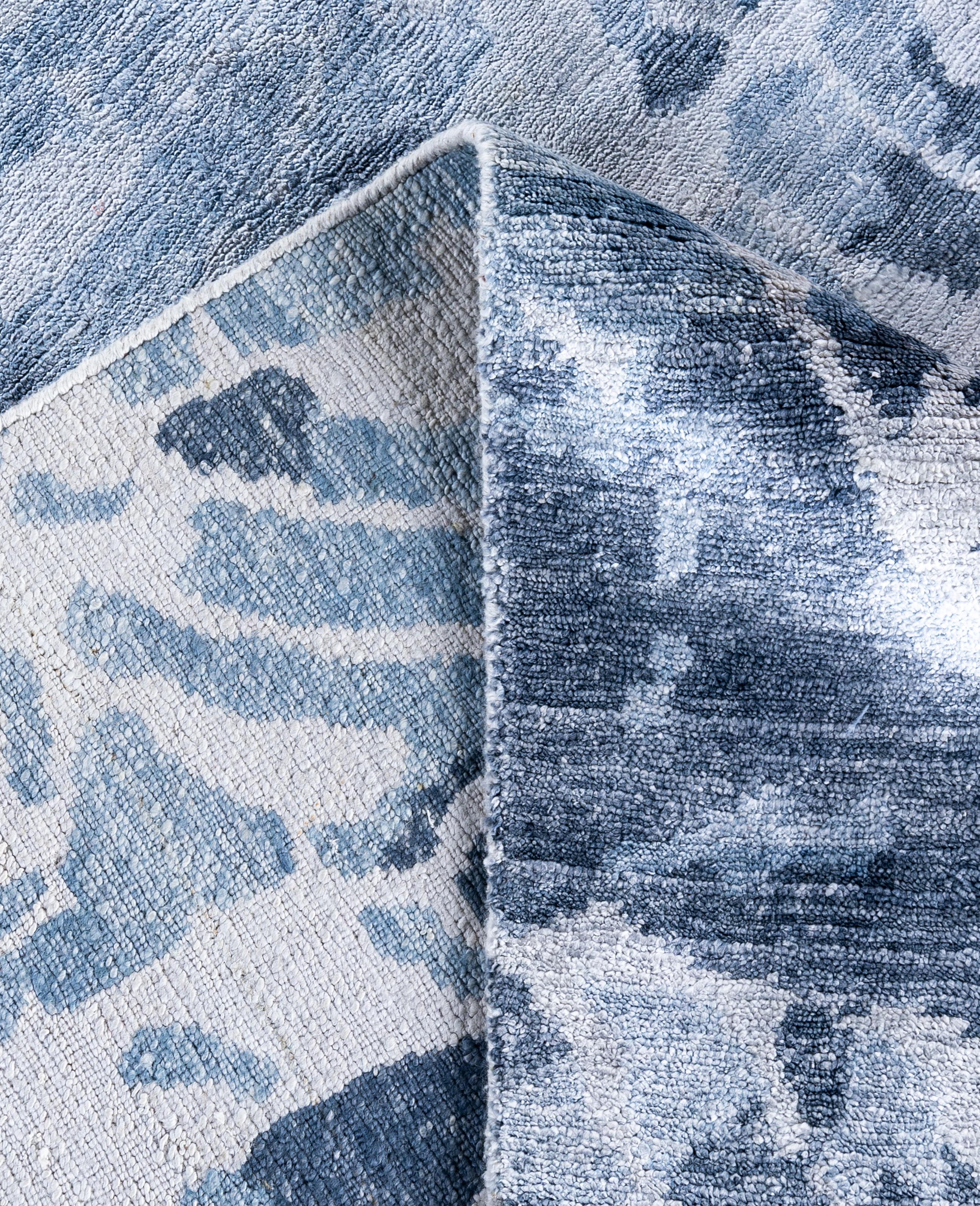 XXIe siècle et contemporain Tapis traditionnel ivoire abstrait noué à la main 8' 2