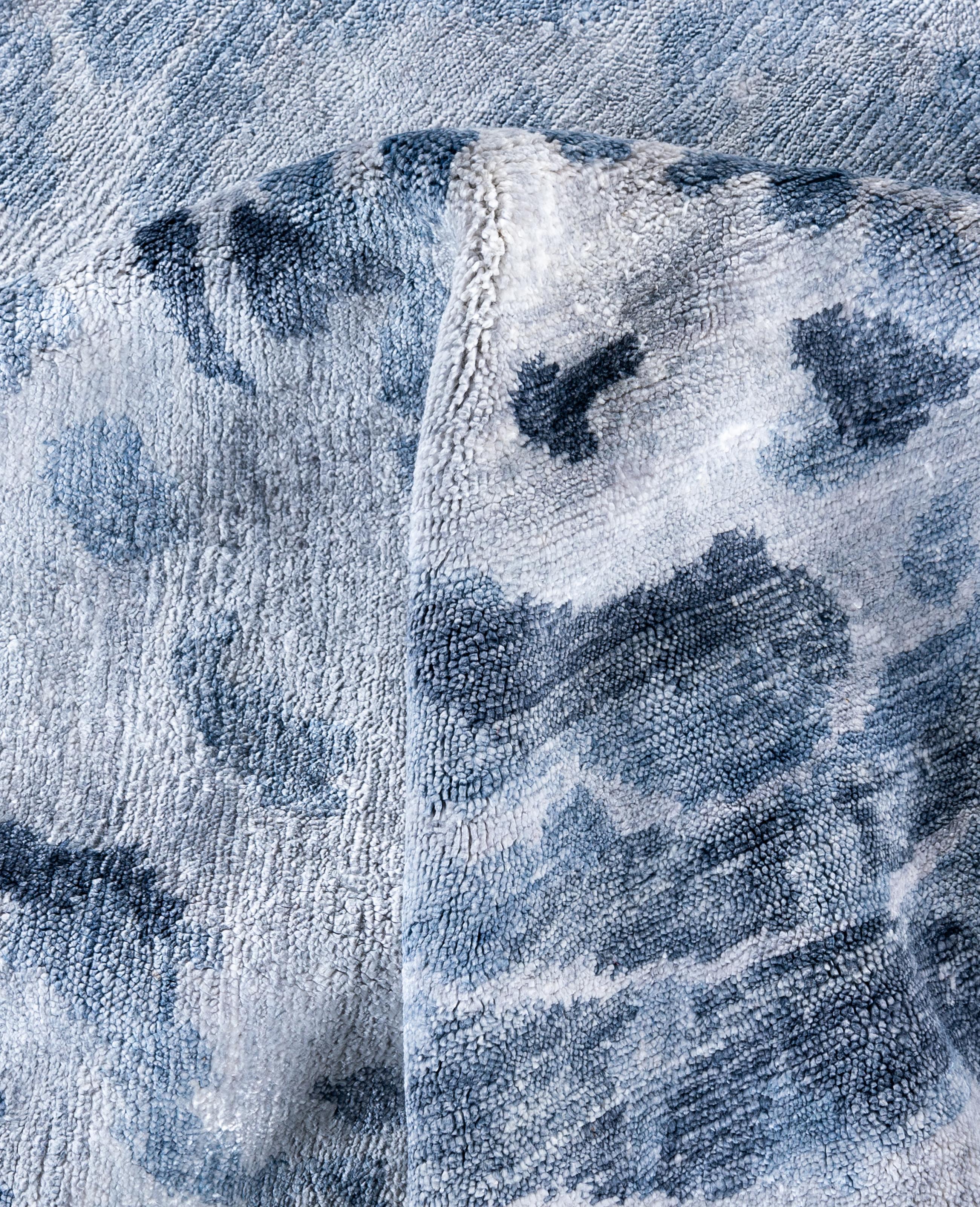 Soie Tapis traditionnel ivoire abstrait noué à la main 8' 2
