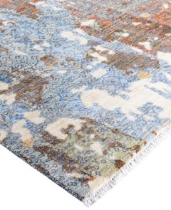 Traditional Abstract Silk Hand Knotted Ivory Area Rug 9' 0" x 12' 4"