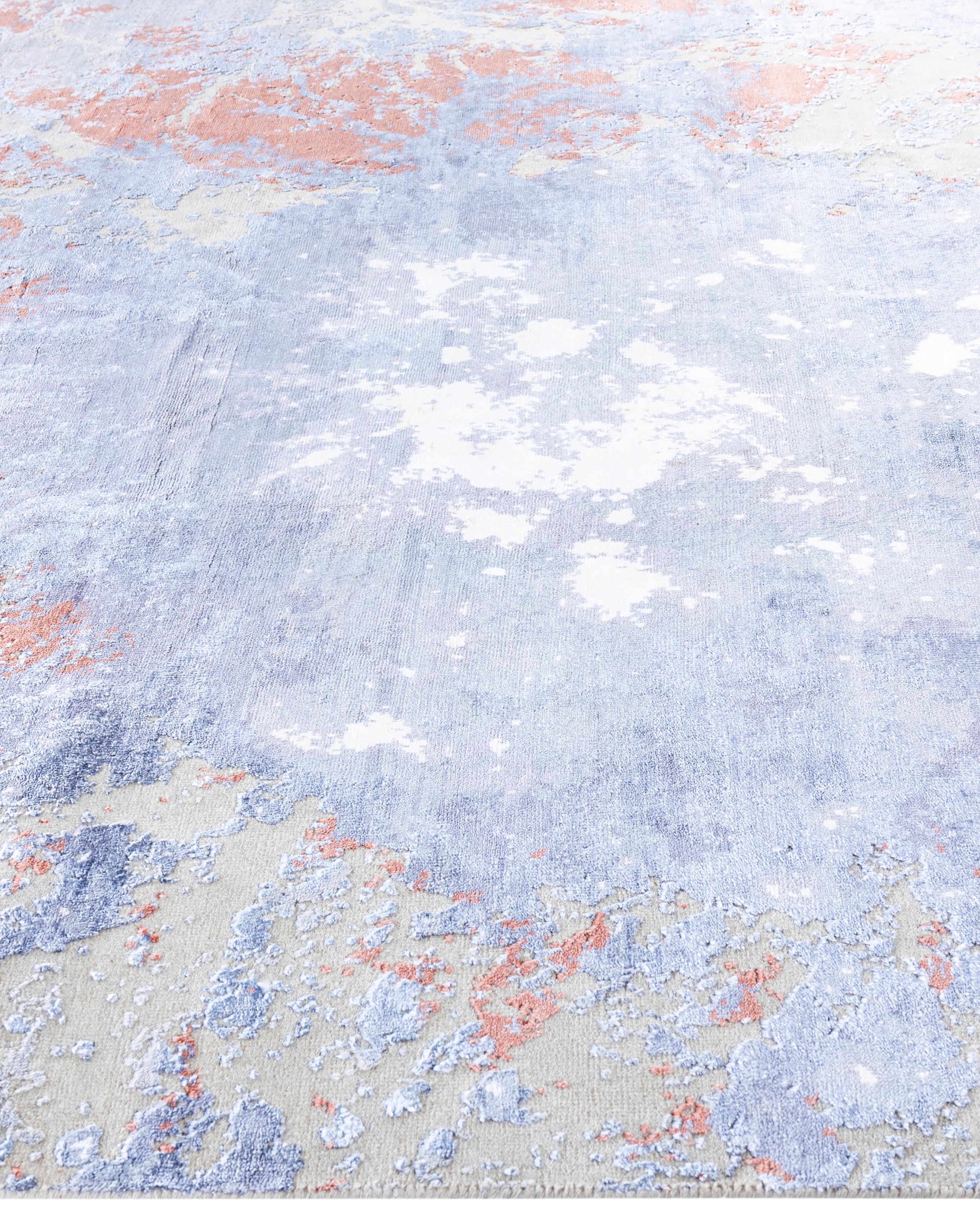 Alfombra Abstracta Tradicional de Seda y Lana Anudada a Mano Beige 2 x 3 metros Anudado a mano en venta