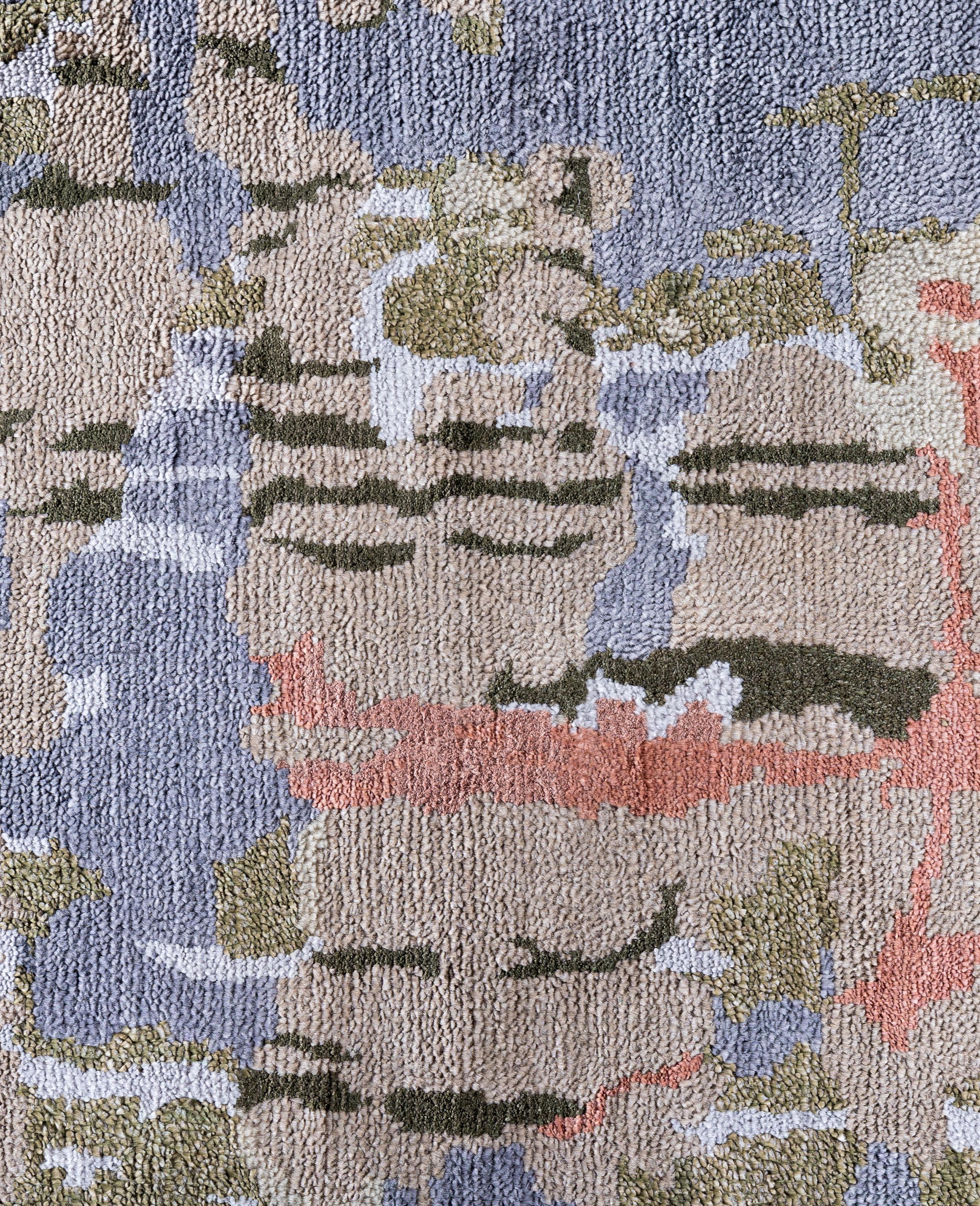 Indiano Traditional Abstract Silk, Wool Hand Knotted Beige Area Rugs 9' 2