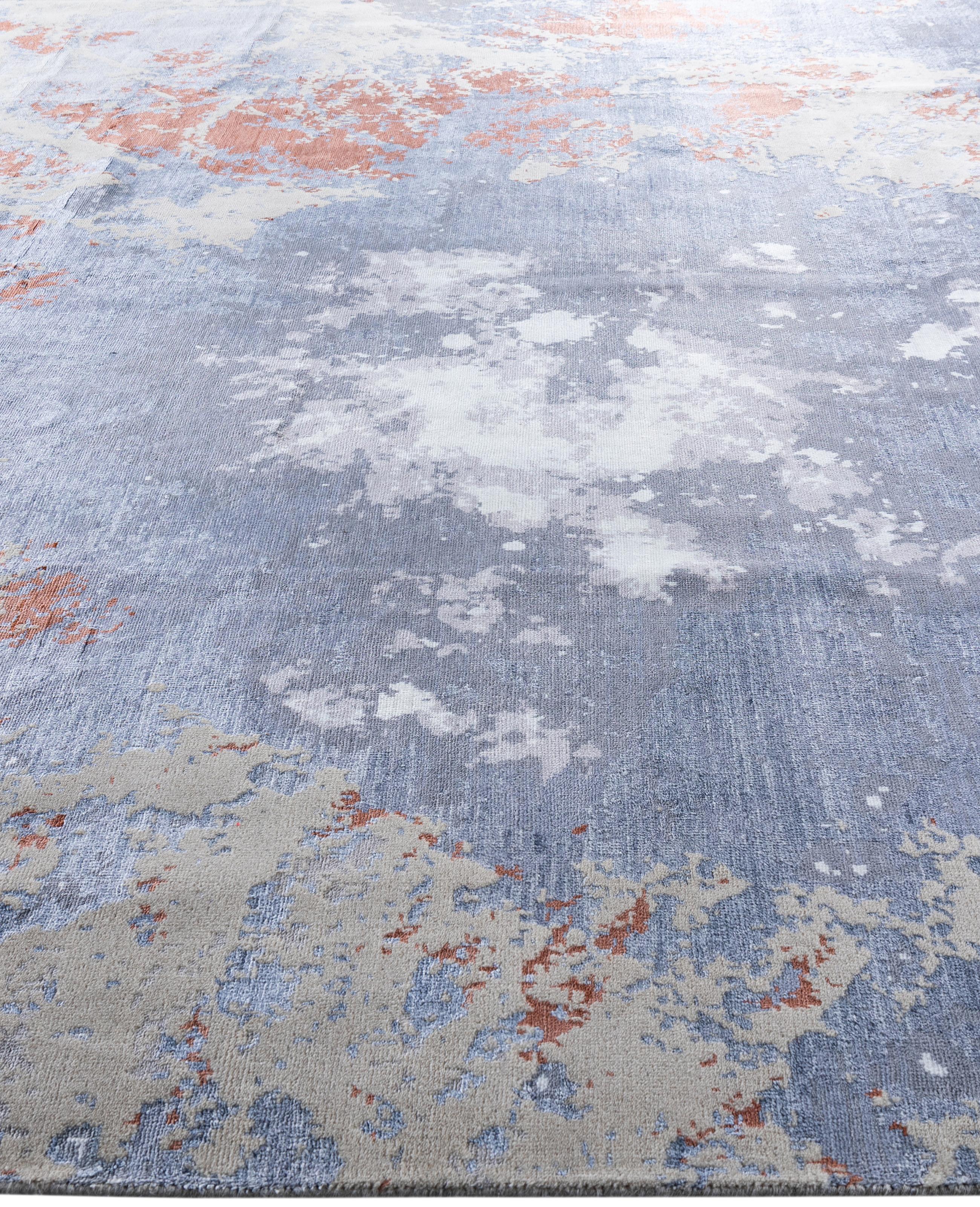 Annodato a mano Traditional Abstract Silk, Wool Hand Knotted Beige Area Rugs 9' 2